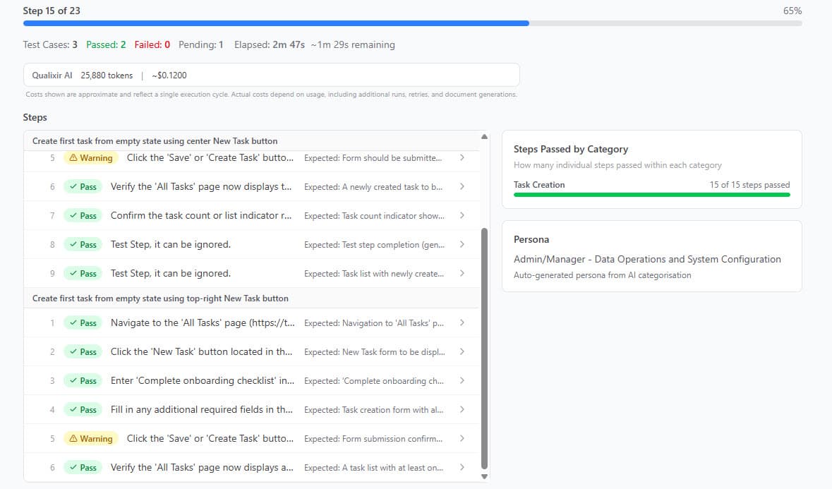 Multi-Persona Testing — Qualixir product screenshot