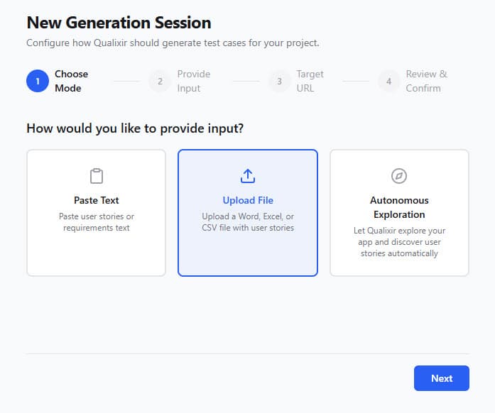 Document Upload — Qualixir product screenshot